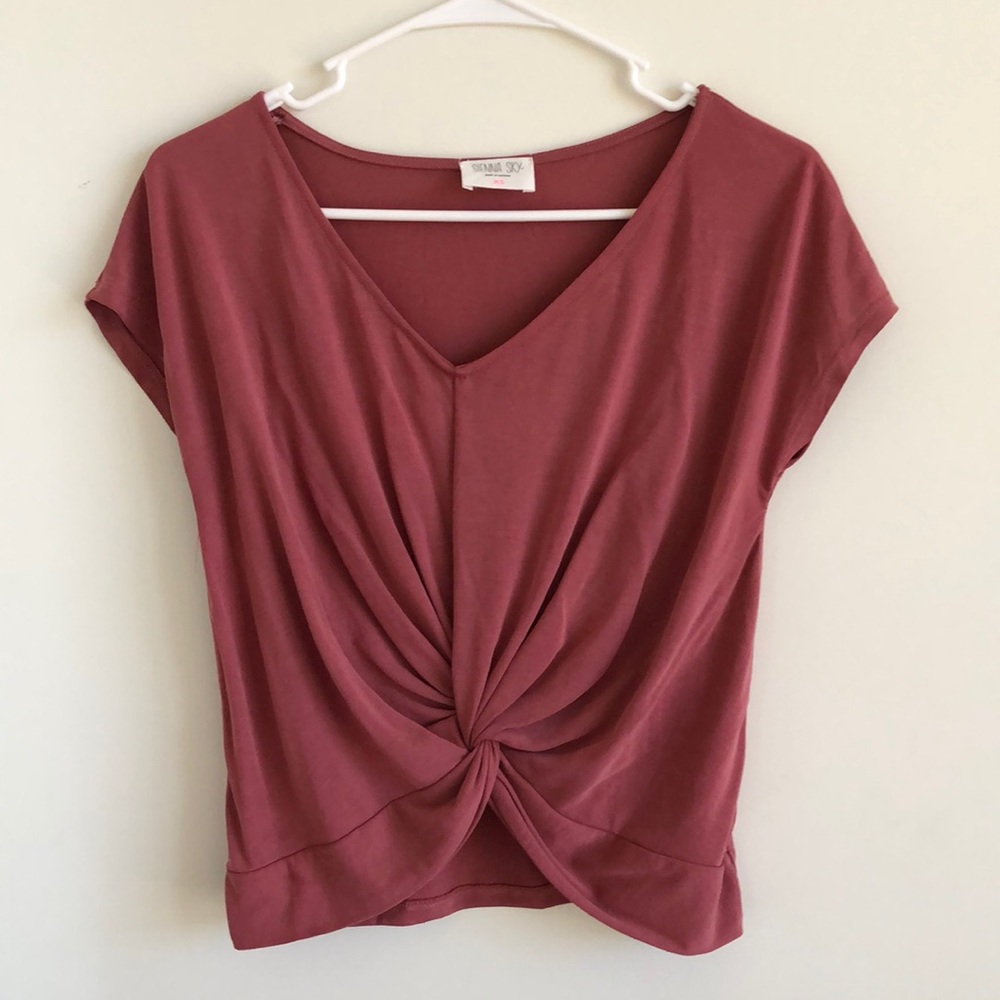 Sienna Sky XS rose knotted tee NWOT